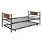 Twin Daybed with Trundle, Metal Frame and Wood Grain Headboard